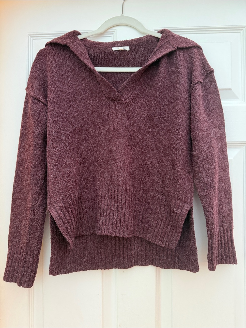 Maurice’s Cozy V‑Neck Collared Sweater - Berry